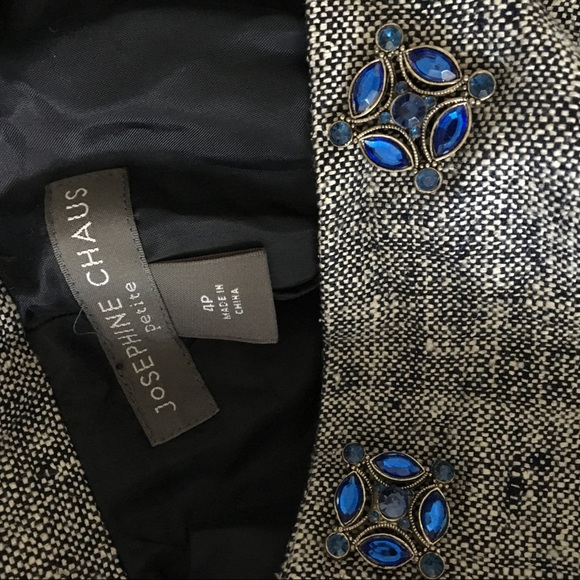 gray 3/4 sleeve blazer w/crystal snap buttons - Picture 7 of 8